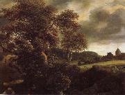 Jacob van Ruisdael Hilly Landscape with a great oak and a Grainfield oil painting reproduction
